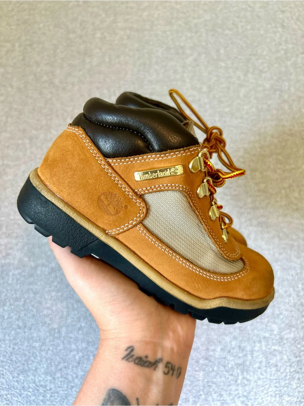 Timberland Kids Field Boots Wheat Nubuck Brown Leather Size 13 Youth